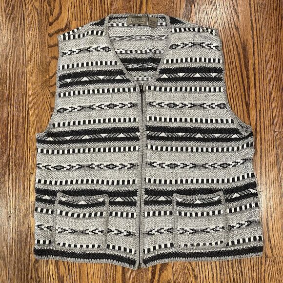 Vintage Structure Le Collezioni Sweater Vest Men's XL Zip Up Grandpa Striped - Picture 1 of 7